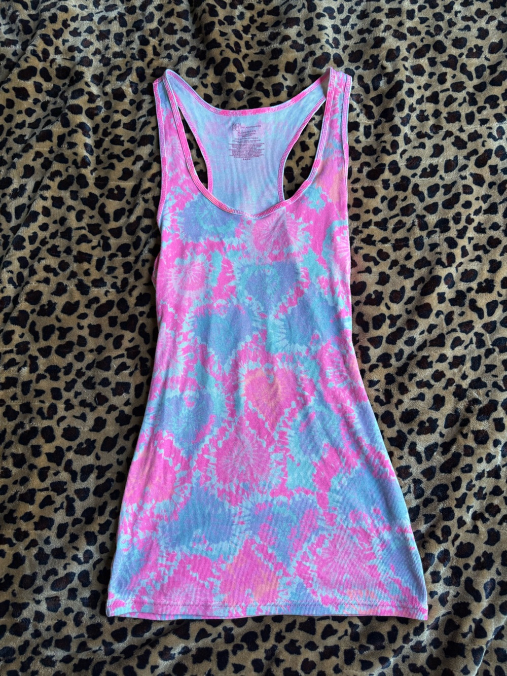 No Boundaries Tie-Dye Heart Racerback Tank - Pink & Light Blue